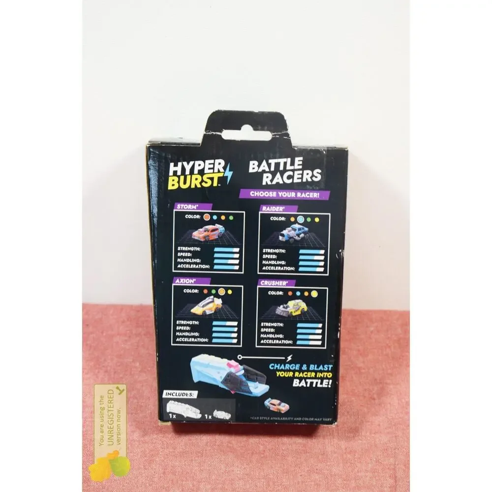 Hyper Burst Battle Racers Purple Yellow Crusher Car and Launcher